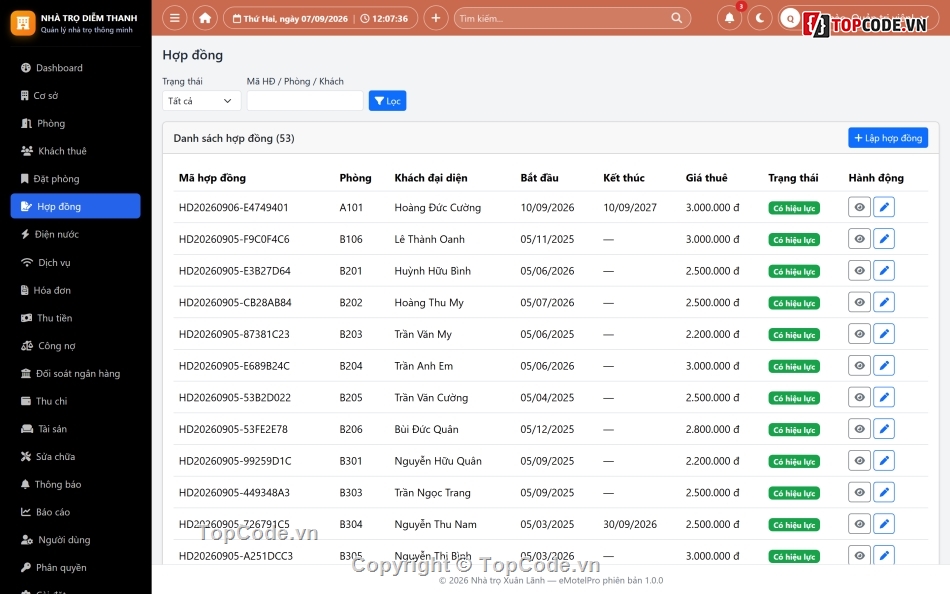 Source PHP,Quản lý nhà trọ,SQL